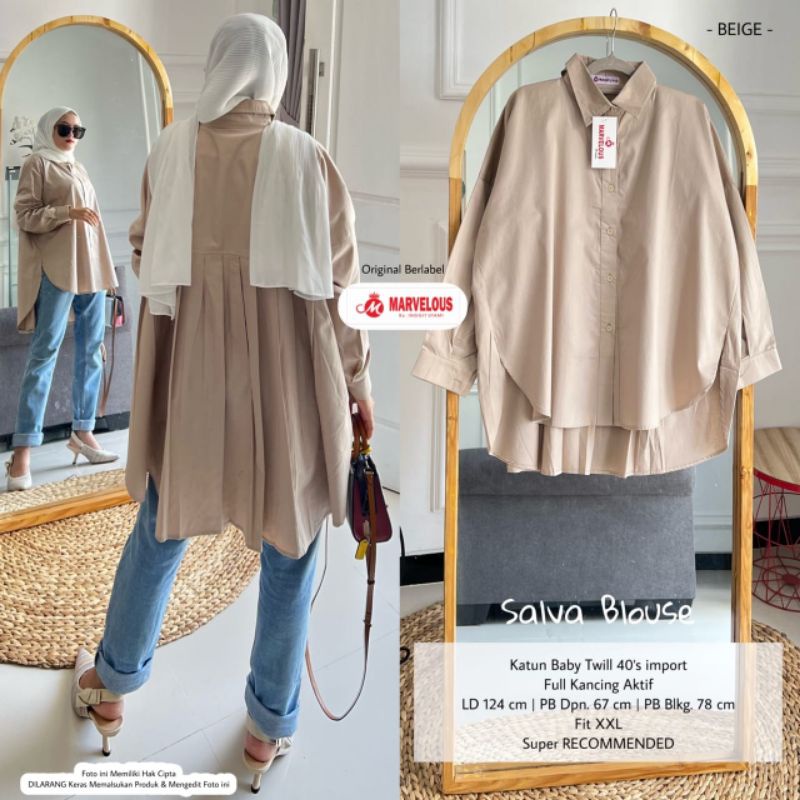 SALVA BLOUSE BY MARVELOUS (BLOUSE WANITA POLOS) Blouse katun muslimah Rekomended