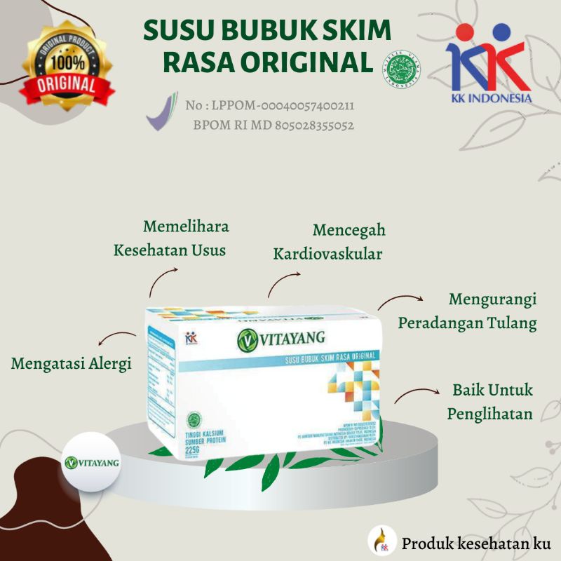 

Vitayang Susu Bubuk Skim Rasa Original HEMAT 3 Box Isi 45 Sachet
