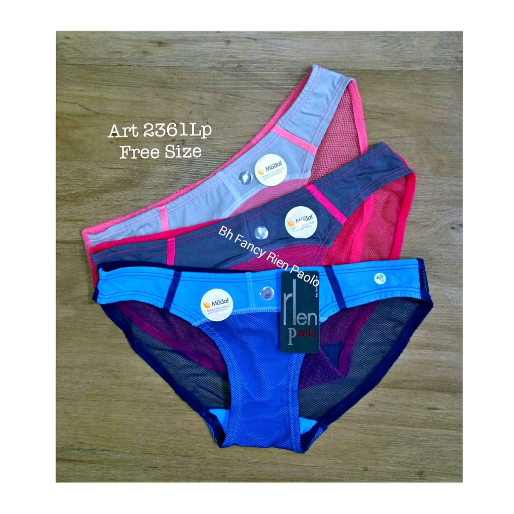 Celana Dalam Wanita G String Brukat Katun Jaring Spandex Paolo 2361