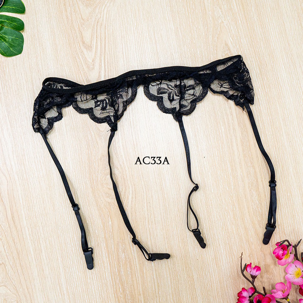 [PRIVASI AMAN] BRA SET BH CD SEKSI + SABUK PAHA + STOCKING SEXY LACE HITAM AC33A