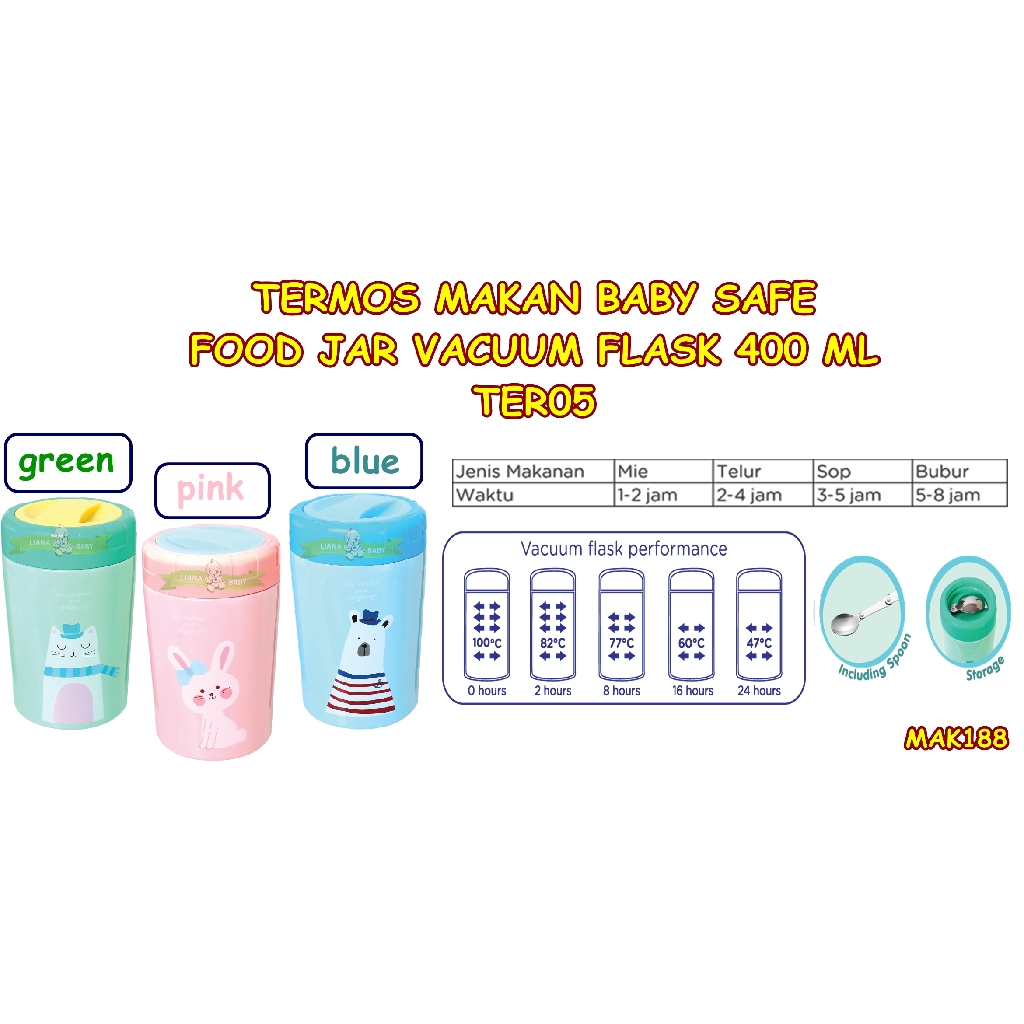 MAK188 TERMOS MAKAN BABY SAFE FOOD JAR VACUUM FLASK 400 ML TER05