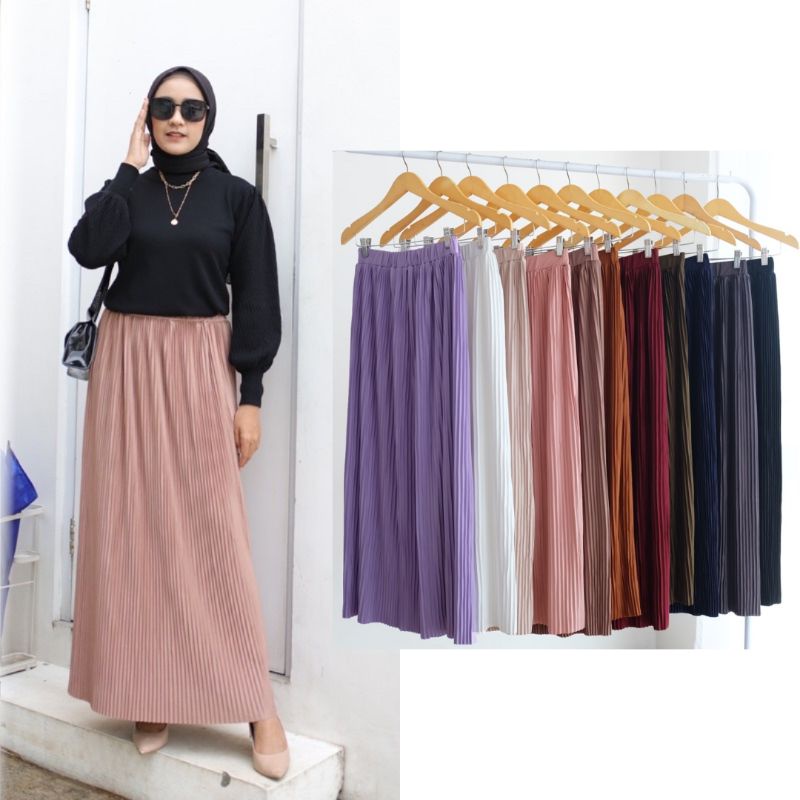 NR FASHION Rok Plisket Lidi Kecil Premium Tebal Dewasa Model Lurus Original