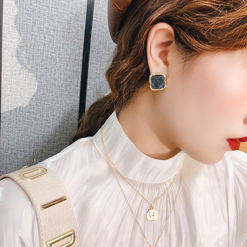New Square Enamel Earring Korean Girl-3