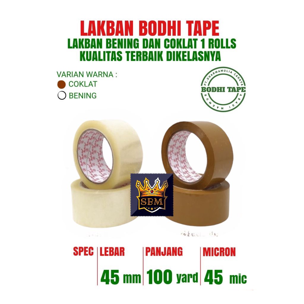 

(1PCS) SBM ~INSTANT/SAME DAY/REGULER~ LAKBAN OPP BODHI BENING & COKLAT 45mm X 100 yard Termurah Berkualitas Setara Daimaru