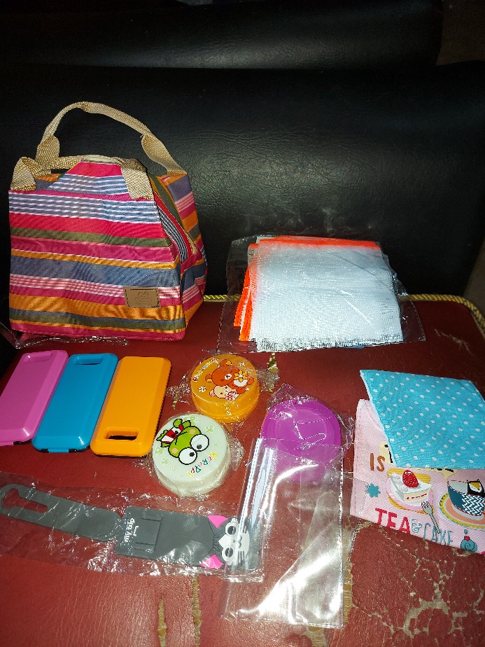 Halo.bag 005 Lunch Cooler Bag Motif Salur Kotak Tempat Makan Bekal Aluminium Foil Tas Tahan Panas