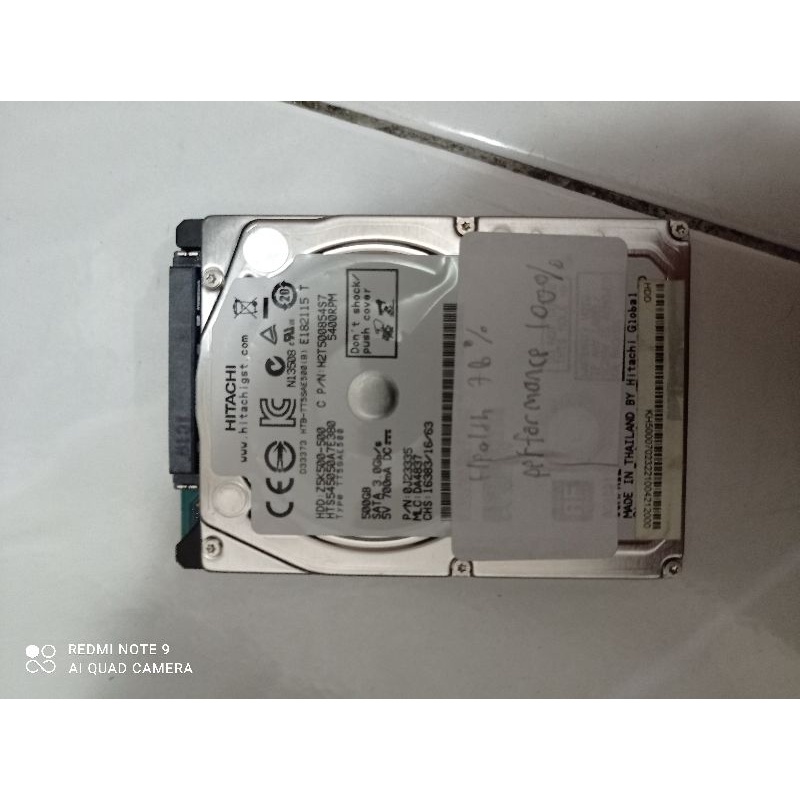 Hdd Hitachi Laptop 500GB Sentinel 78%