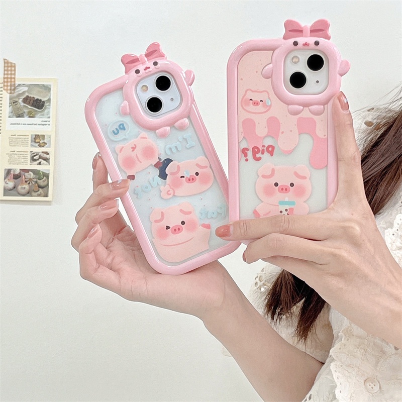 Soft Case Silikon Transparan Motif Babi Cover Iphone 12 11ProMax XR X 13 Xs