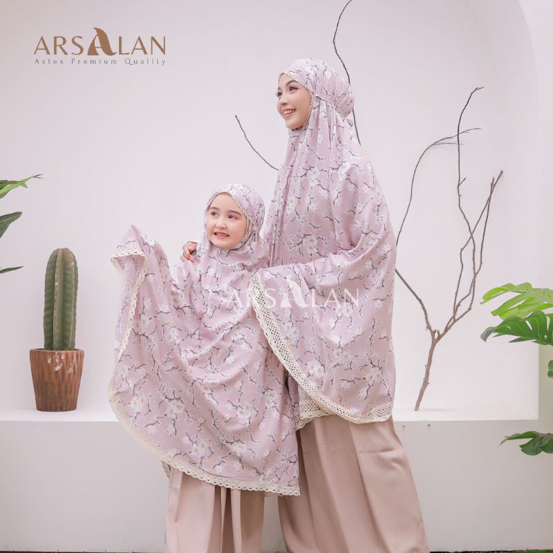 Mukena Couple Sakura 2in1 Tanggung dan Dewasa Rayon Motif Kombinasi