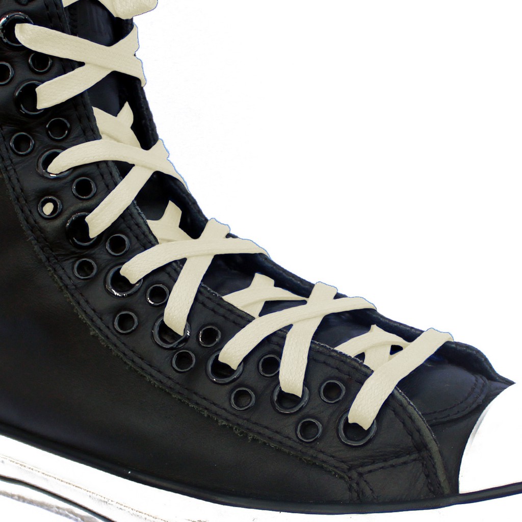 MR Shoelaces FT12 White Bone (Putih Tulang) - Tali Sepatu Lilin Gepeng FLAT 6-7mm 90cm 150cm 200cm