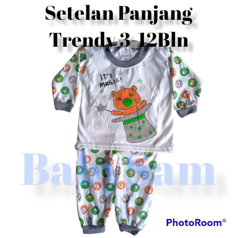 Setelan Piyama Bayi Panjang Trendy Laki-Laki dan Perempuan 3-12Bulan