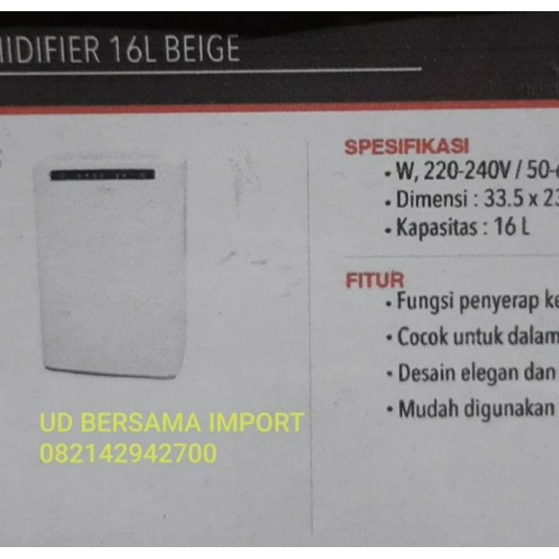 kris Dehumidifier mesin penyerap kelembaban serap lembab 16L