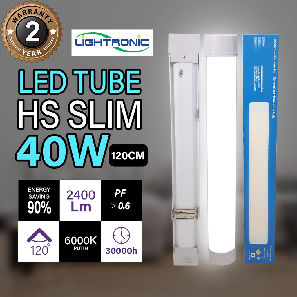 LAMPU LED TUBE LIGHT TL HS SLIM 40 WATT 40W 120CM 6500K PUTIH LIGHTRONIC