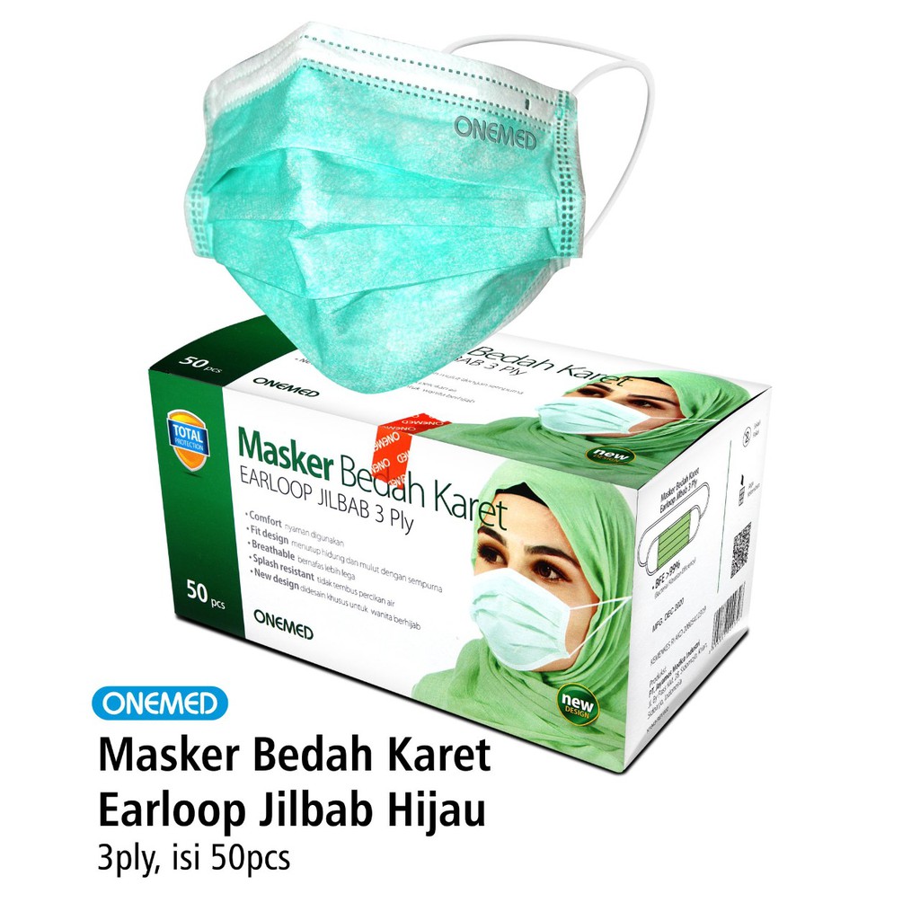 Masker Jilbab Green OneMed box 50pcs OJB