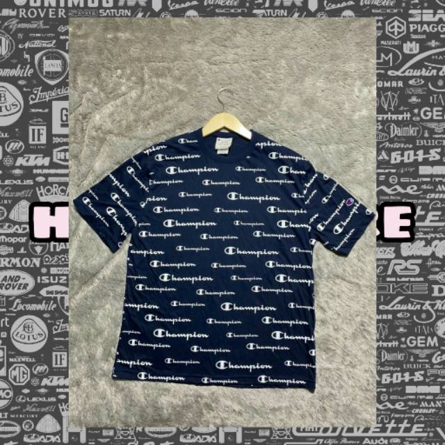 T-SHIRT CHAMPION LOGO SCRIPT NAVY 100%ORIGINAL PAKAIAN PRIA PAKAIAN WANITA BAJU CHAMPION ORIGINAL