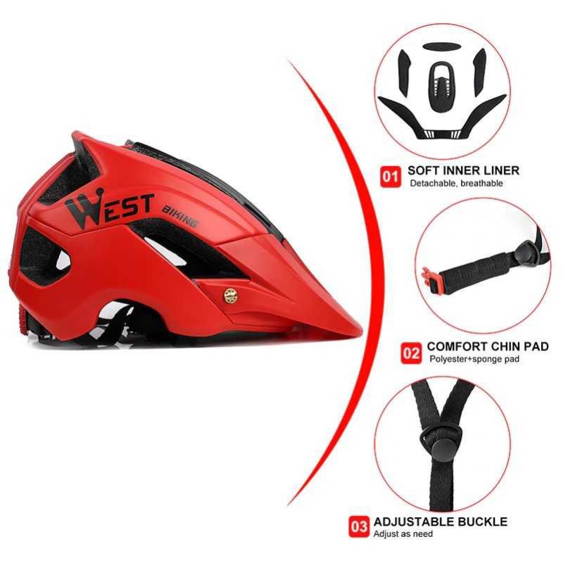 WEST BIKING Original Helm Sepeda Cycling Helmet Trail XC MTB