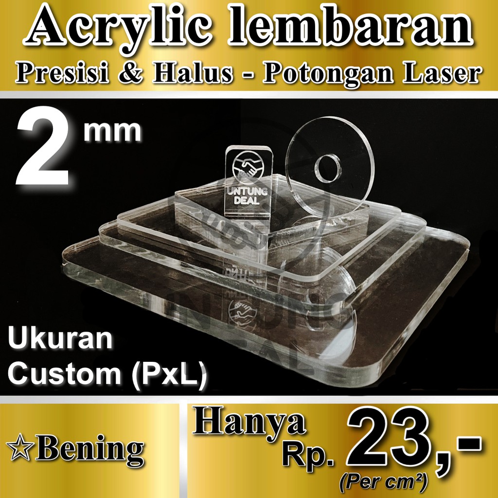 Acrylic lembaran 2mm / Akrilik lembaran 2mm - Potong Laser - Custom - Bening