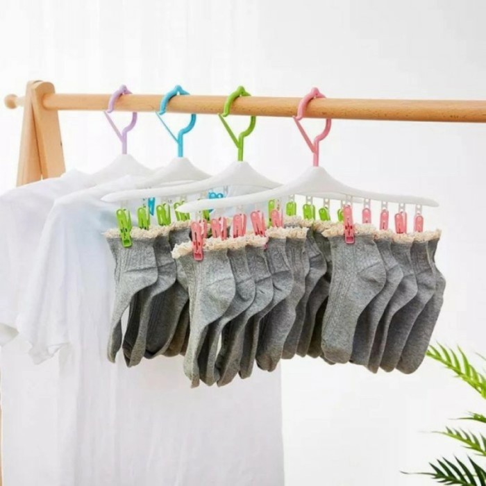 Jemuran 10 Jepit/hanger 10 jepit/ Hanger 10 in 1 Jepit Gantungan Jemuran Baju Serbaguna/Hanger Gantungan Kaos Kaki 10 in 1/hanger Serbaguna/ penjepit baju 10 jepit MURAH