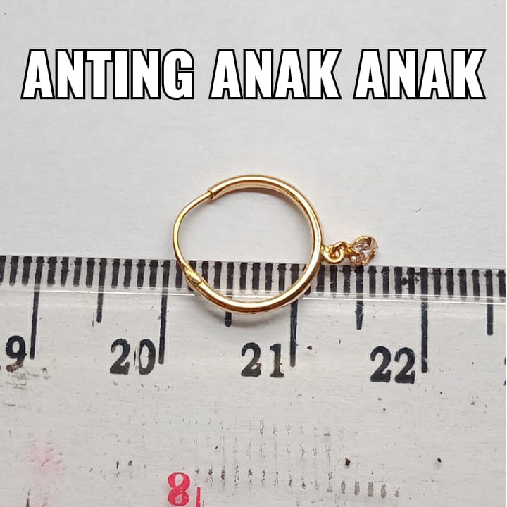 Anting Jipsi Emas 17K kadar 750 - model pipa 1 batu berat 0.55 gram - 2976