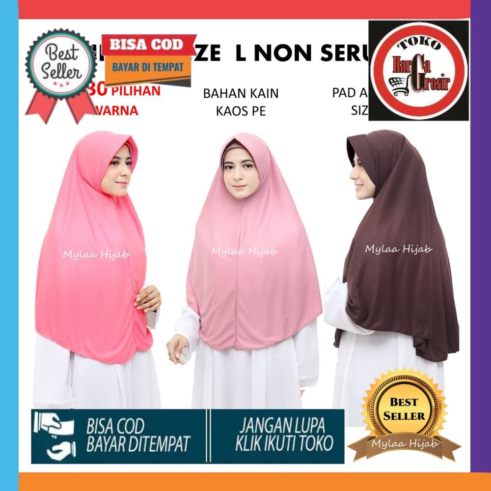 Termurah Jilbab Instan KERUDUNG L NON SERUT Murah Khimar NON SERUT JUMBO Pet Bahan Kain Kaos Bergo L