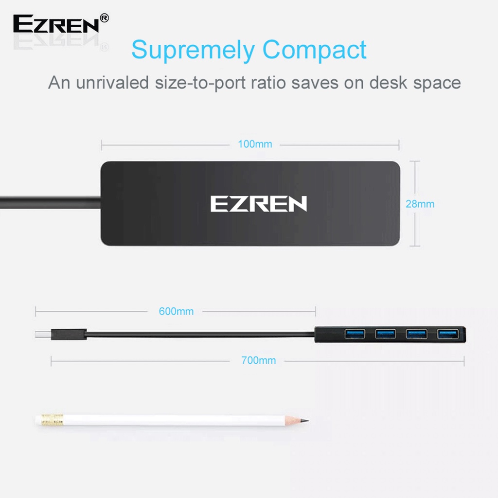 Ezren Usb HUB 5 Port Usb 3.0 High Speed Power Adapter OTG Cable 60cm