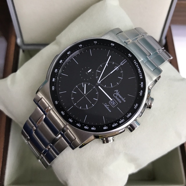 Jam Tangan Pria/Cowok Alexandre Christie AC 6470 Silver Black.Original Garansi Resmi 1 Tahun