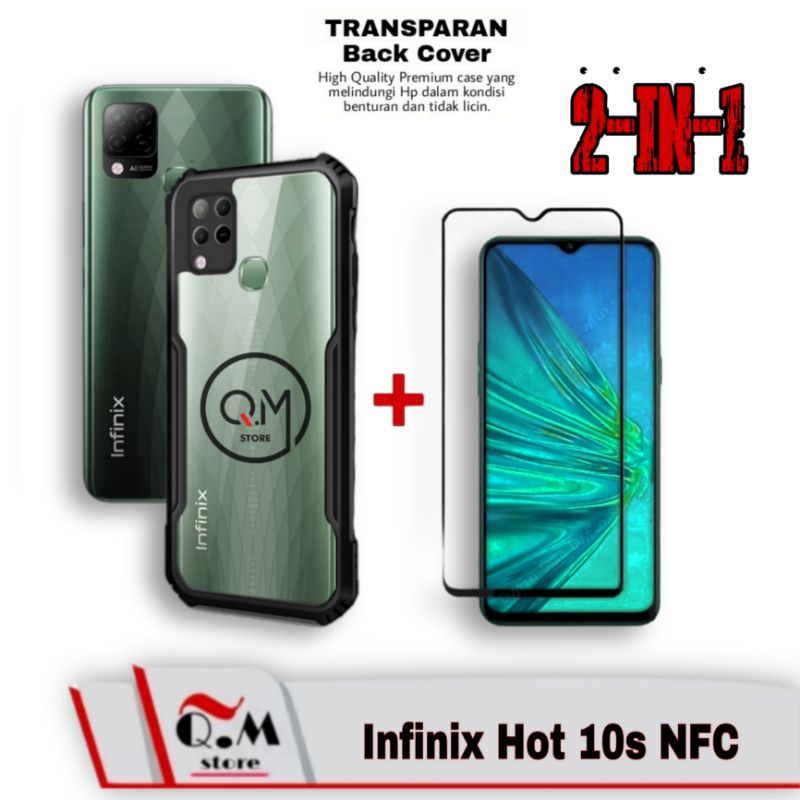 PAKET 2-IN-1 Case Infinix Hot 10S NFC Softcase Transparan TPU Shockproof High Quality Pelindung