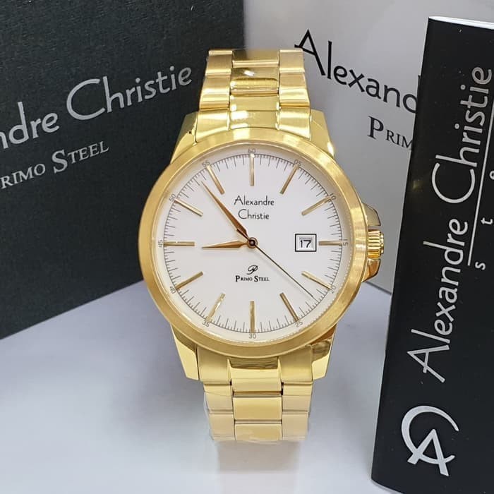 jam tangan pria alexander cristie original ac1008 gold