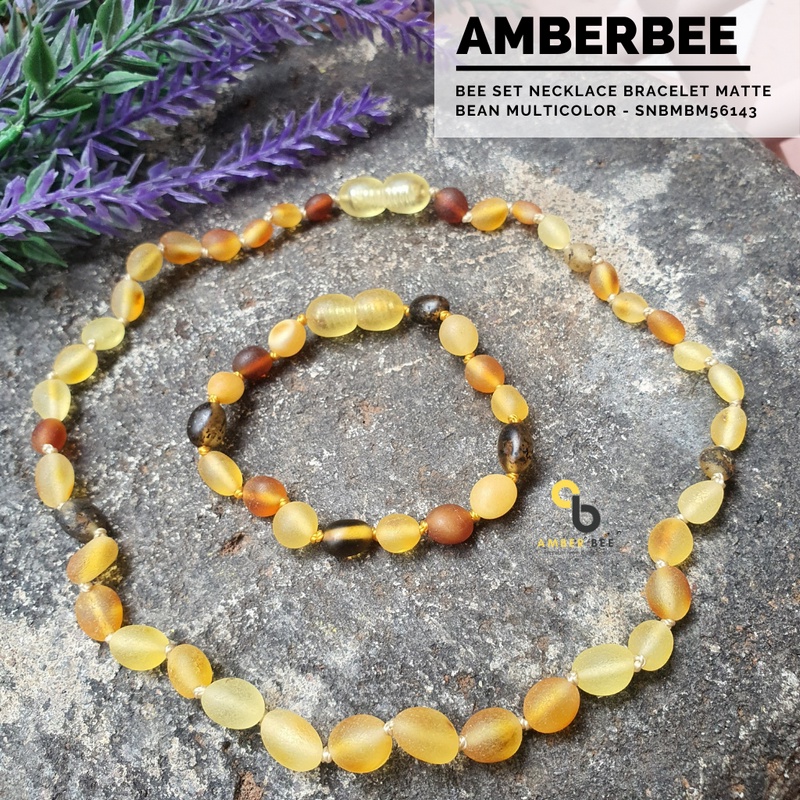 Set Kalung Gelang Amber Bayi &amp; Anak Tumbuh Gigi Premium Matte Beans Multicolor SNBMBM56143 Amber Bee