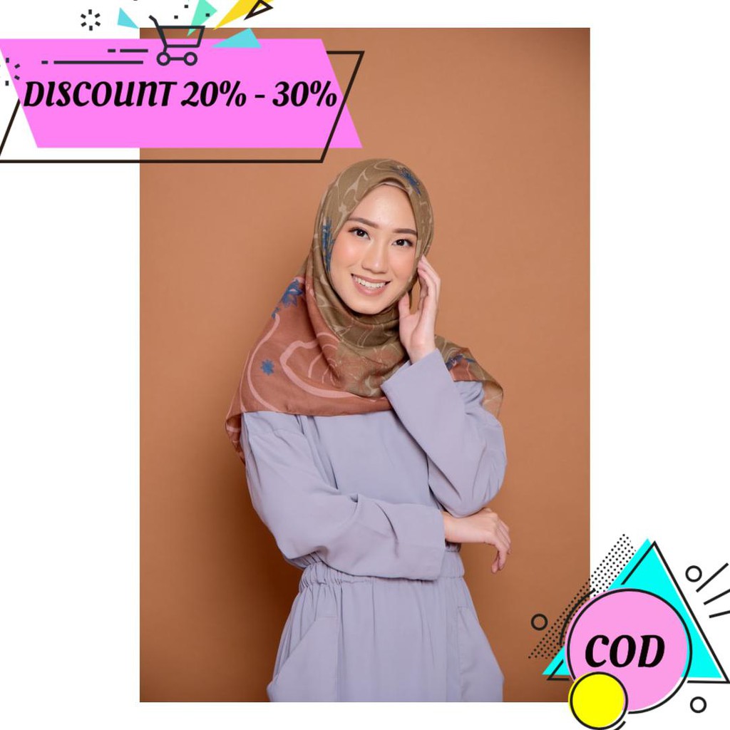 (BAYAR DITEMPAT) ZM ZASKIA MECCA - MALUKU CHOCO SCARF KERUDUNG SEGI EMPAT WANGI WATER SPLASH AA140