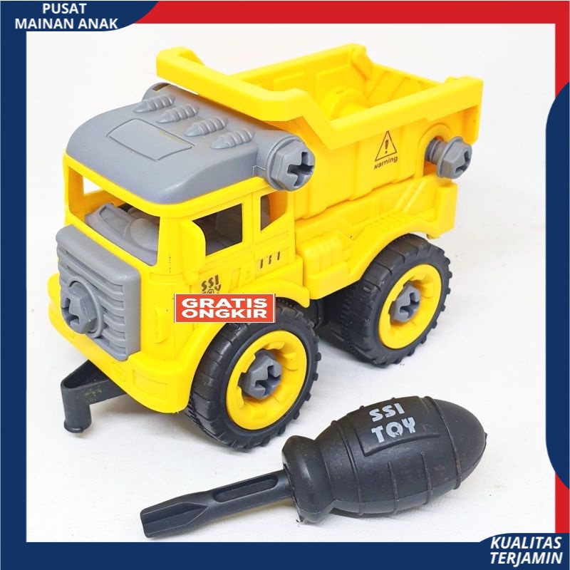 ( BISA COD ) Mainan Anak Mobil Truk Bongkar Pasang DIY Obeng Toy Car Mixer Truck 1 set Kemasan Kantong