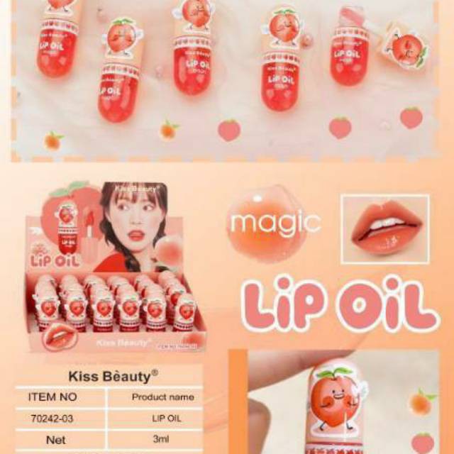 KISS BEAUTY LIP OIL MAGIC 3ML PENCERAH BIBIR ALAMI  (LIPGLOSS LIPSTICK PEMERAH BIBIR)