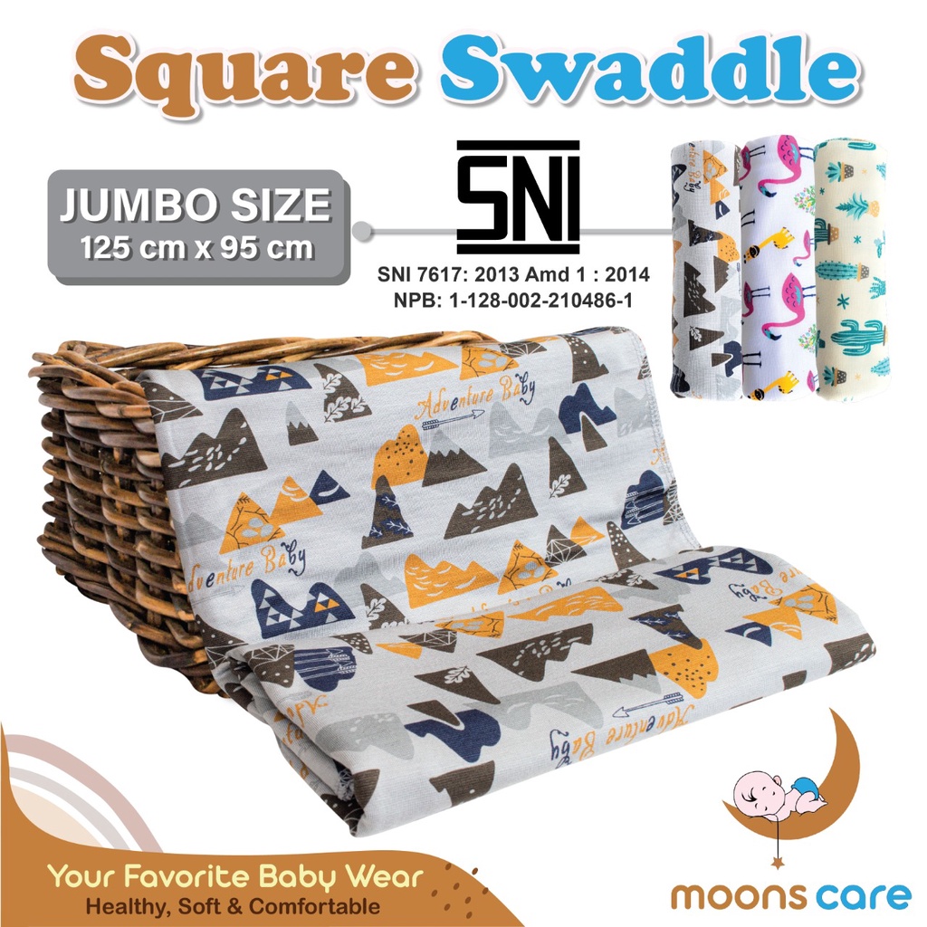 SNI DITA moonscare Bedong Segi Empat Jumbo Size 125X95 Cm Bedong jumbo Square