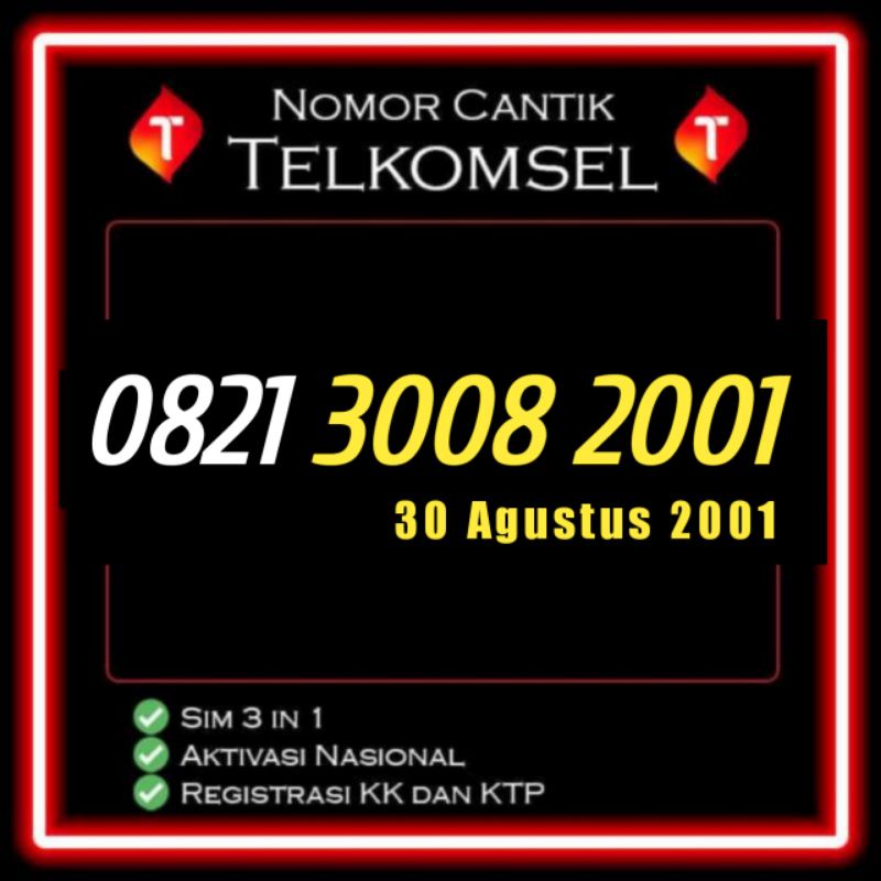 Nomor Cantik Simpati Seri Tahun 30 Agustus 2001 Perdana Spesial Tahun Kelahiran 2010