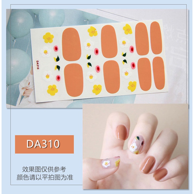 DA 14Pcs/Set Stiker Kuku Desain Bermotif High End Berlian Mutiara Permata Warna-Warni Untuk Tempel Tahan Air Tahan Lama Menicure Stickers Korea Self Adhesive Fashion Sticker kuku Full Aksesoris Dapat Kupas Mudah Digunakan Dan Dilepas Anti Air Nail Art