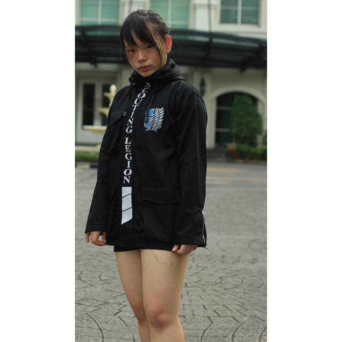 Jaket Parka Anime Shingeki No Kyojin SNK Attack On Titan AOT Hitam