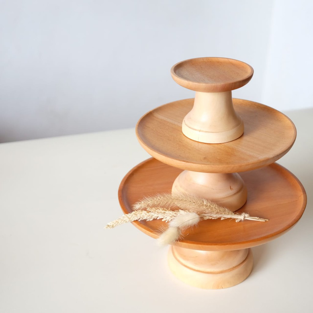 Dekayu Stand Cake Kayu Mahoni M D 20cm / Stand Cupcake / Wooden