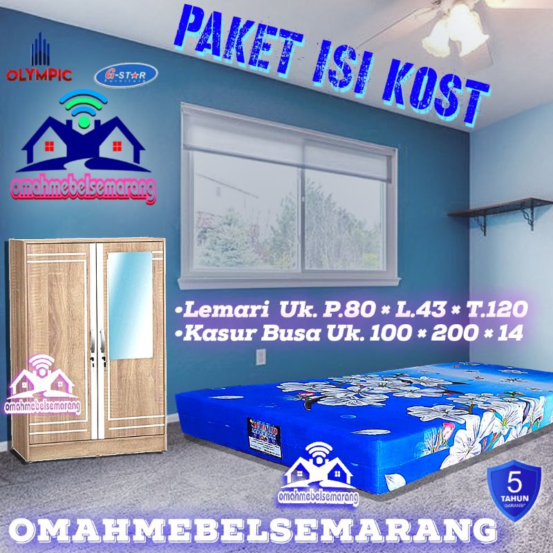 Paket Isi Kamar KOST minimalis MSBLC lemari kasur busa
