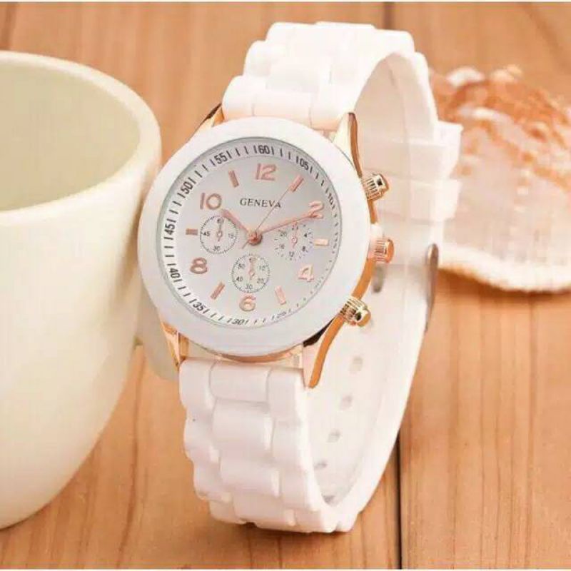 (Grosir)Jam Tangan Wanita/Pria Geneva Strap Karet Crono Variasi(Terima Cod)