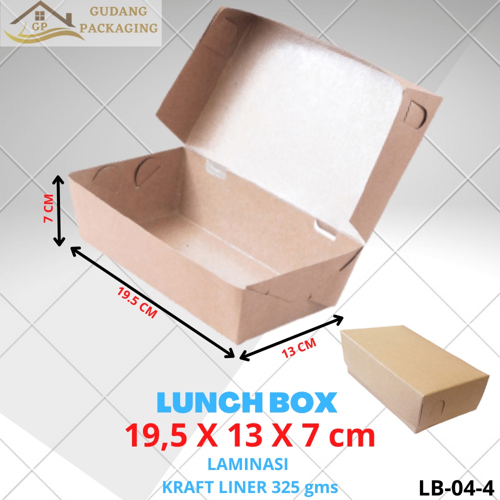 LUNCH BOX TEMPAT NASI MIE AYAM BUBUR AYAM SNACK MAKANAN KARDUS BOX DUS 19,5x13x7 cm LAMINASI  LB-04-