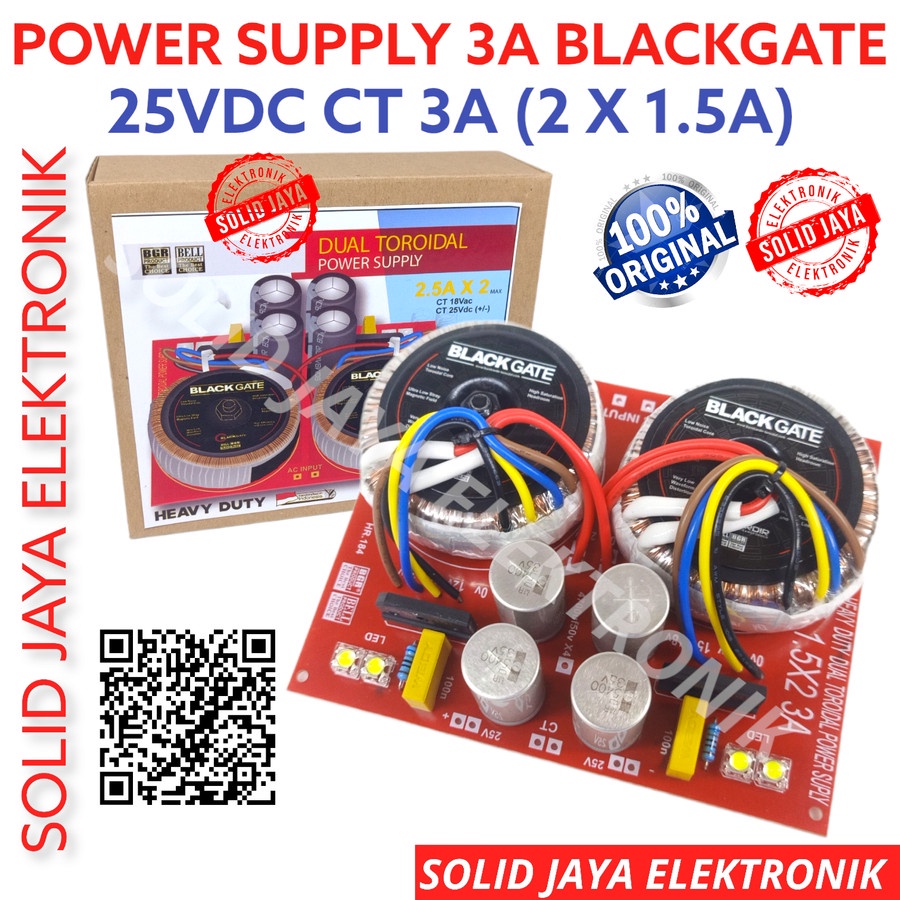 TRAFO POWER SUPPLY 3A 25V CT BLACKGATE MURNI TRAVO REGULATOR PSU 3 A AMPER 25VDC CT 25 VOLT MURNI TOROID DONUT 2X1.5A 3AMPER 2 X 1.5A MURNI SUPLY DC BELL BGR ORI ORIGINAL ASLI