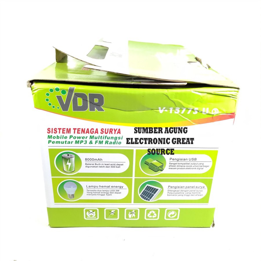 VDR Paket Sistem Tenaga Surya V1377SY V1377 Papan Solar Charger Pemuta