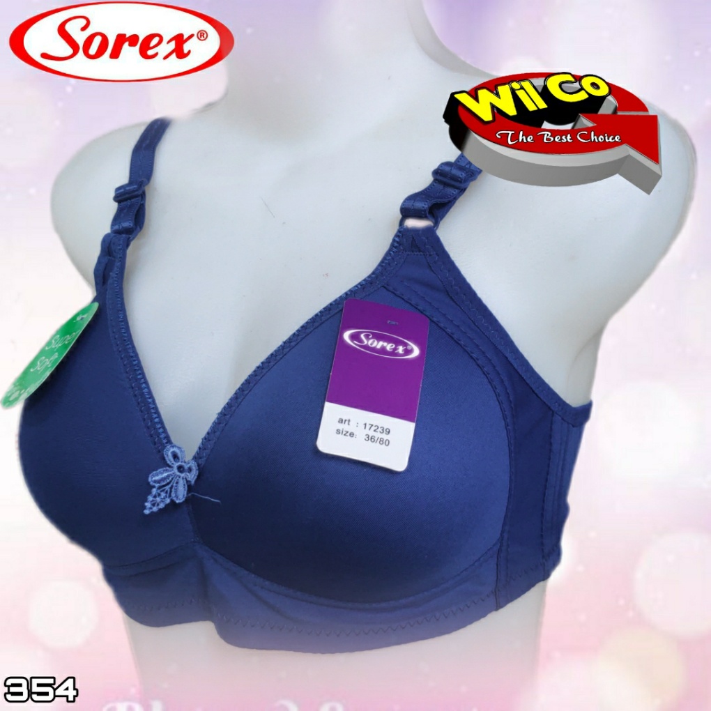 K354 - BRA/BH WANITA SOREX  BUSA TIPIS TANPA KAWAT CUP BESAR 36C - 42C TIGA PENGAIT