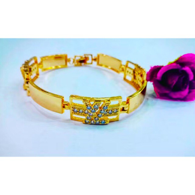 Gelang tangan wanita lapis emas motif LV