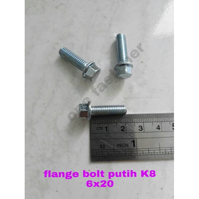 flange bolt PUTIH  6x20 K8