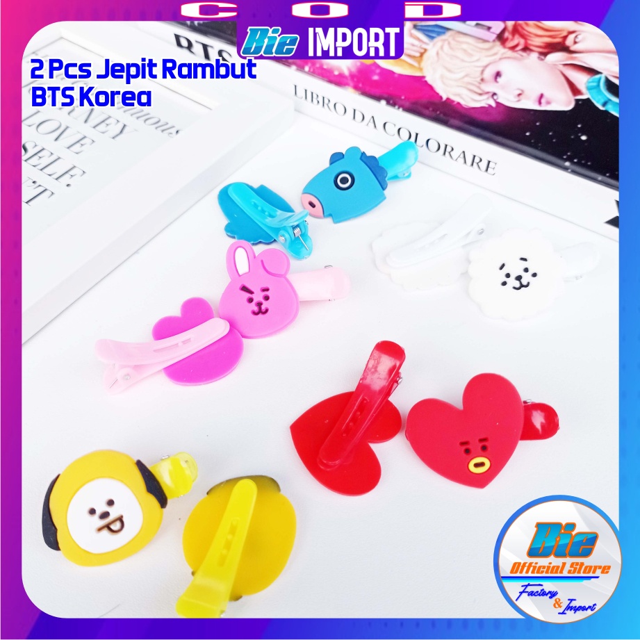 2 Pcs Jepit Rambut Karakter BTS Impor Best Seller