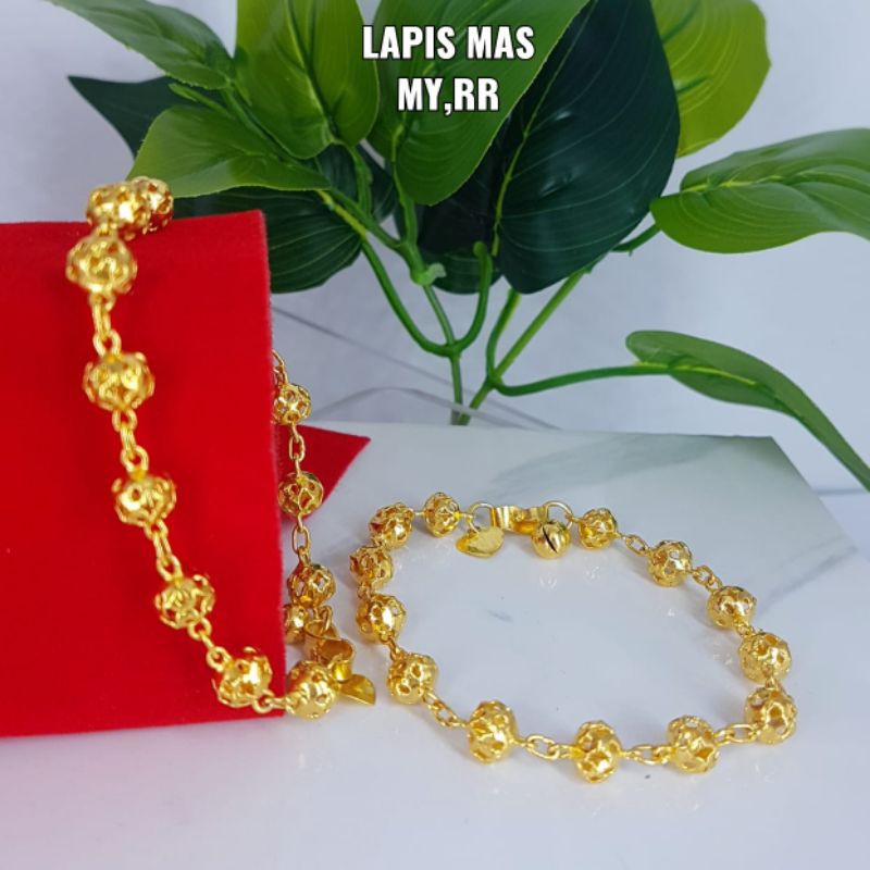gelang tambang, bambu ,bulat lapis emas kode G1,awet,bisa disepuh ulang