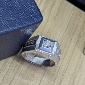 CINCIN PERAK BERLIAN 0,26 CARAT CINCIN PRIA BERLIAN PERAK ASLI ORI