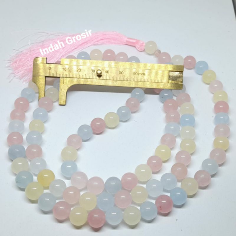 TASBIH MORGANITE / 99 BUTIR / 10 MM ASLI NATURAL