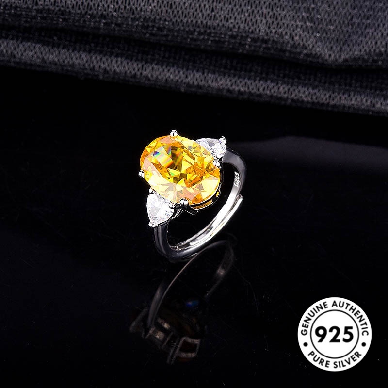 Cincin Berlian Kuning Bahan 925 Sterling Silver