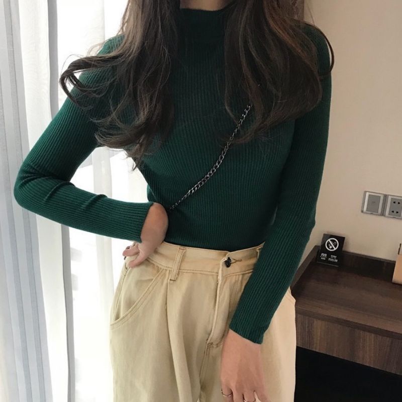 Nadhira Turtleneck / Inner Rajut Wanita Kerah Tinggi Korean Style / maks bb 60 kg